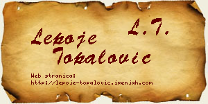 Lepoje Topalović vizit kartica